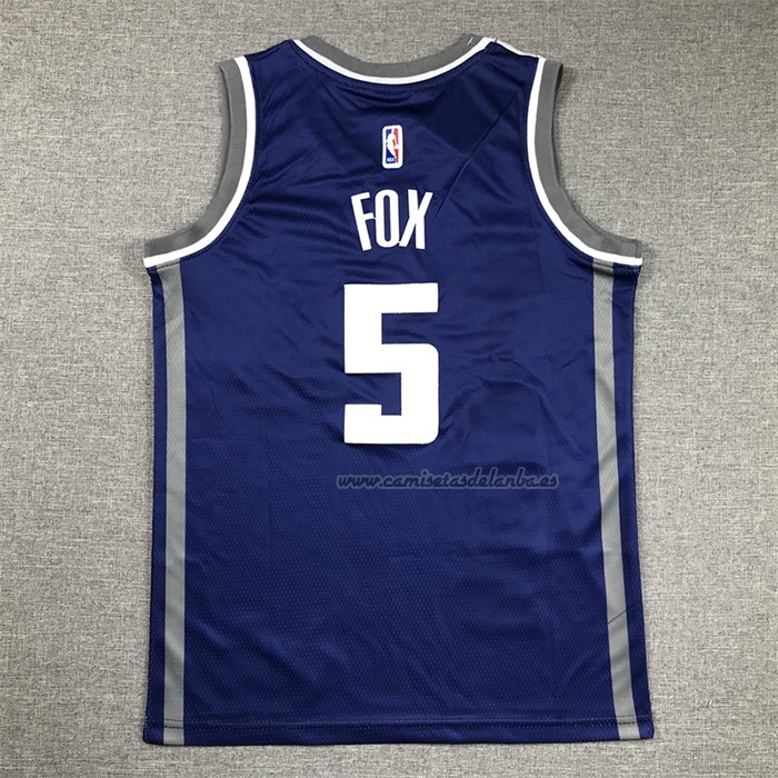 Camiseta Nino Sacramento Kings De'aaron Fox NO 5 2023-24 Ciudad Azul